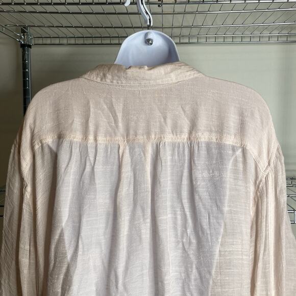 Spense Women's Pale Pink Button Up Blouse Size 3X Roll Tab Sleeves Flowy Coastal - Picture 12 of 13